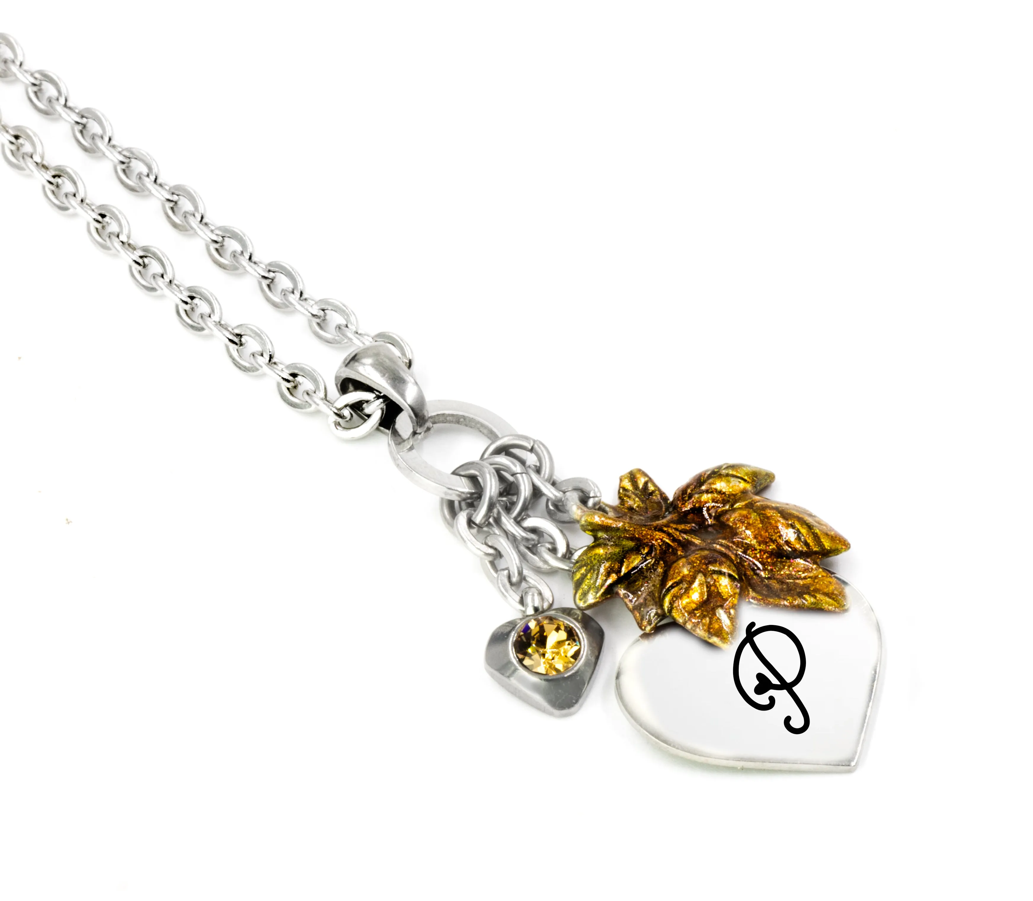 Autumn Necklace with Engraved Charm