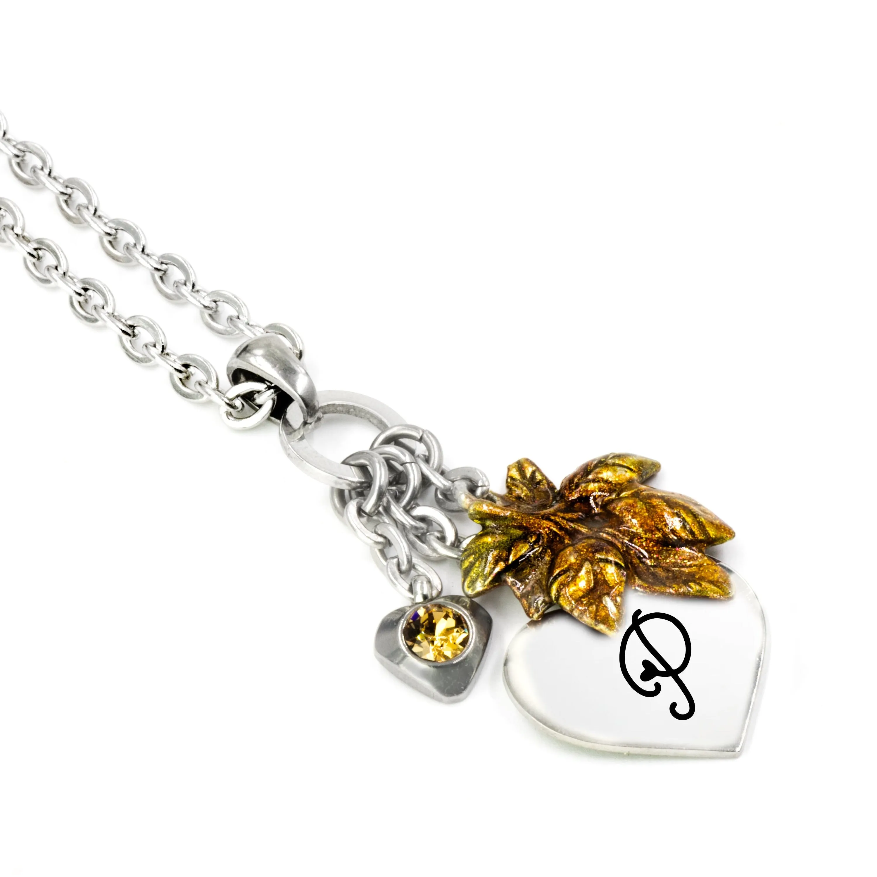 Autumn Necklace with Engraved Charm