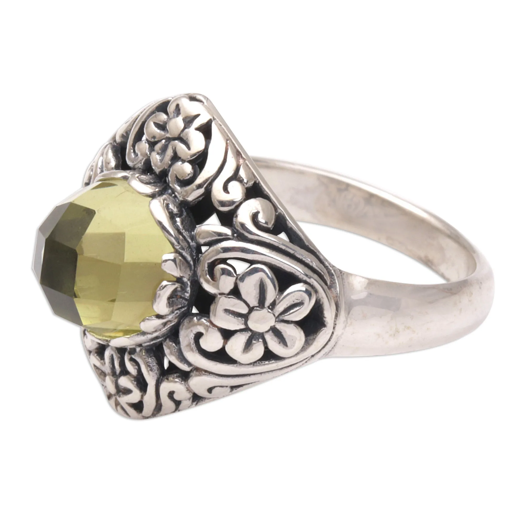 Balinese Prasiolite and Sterling Silver Cocktail Ring - Perennial Glamour | NOVICA