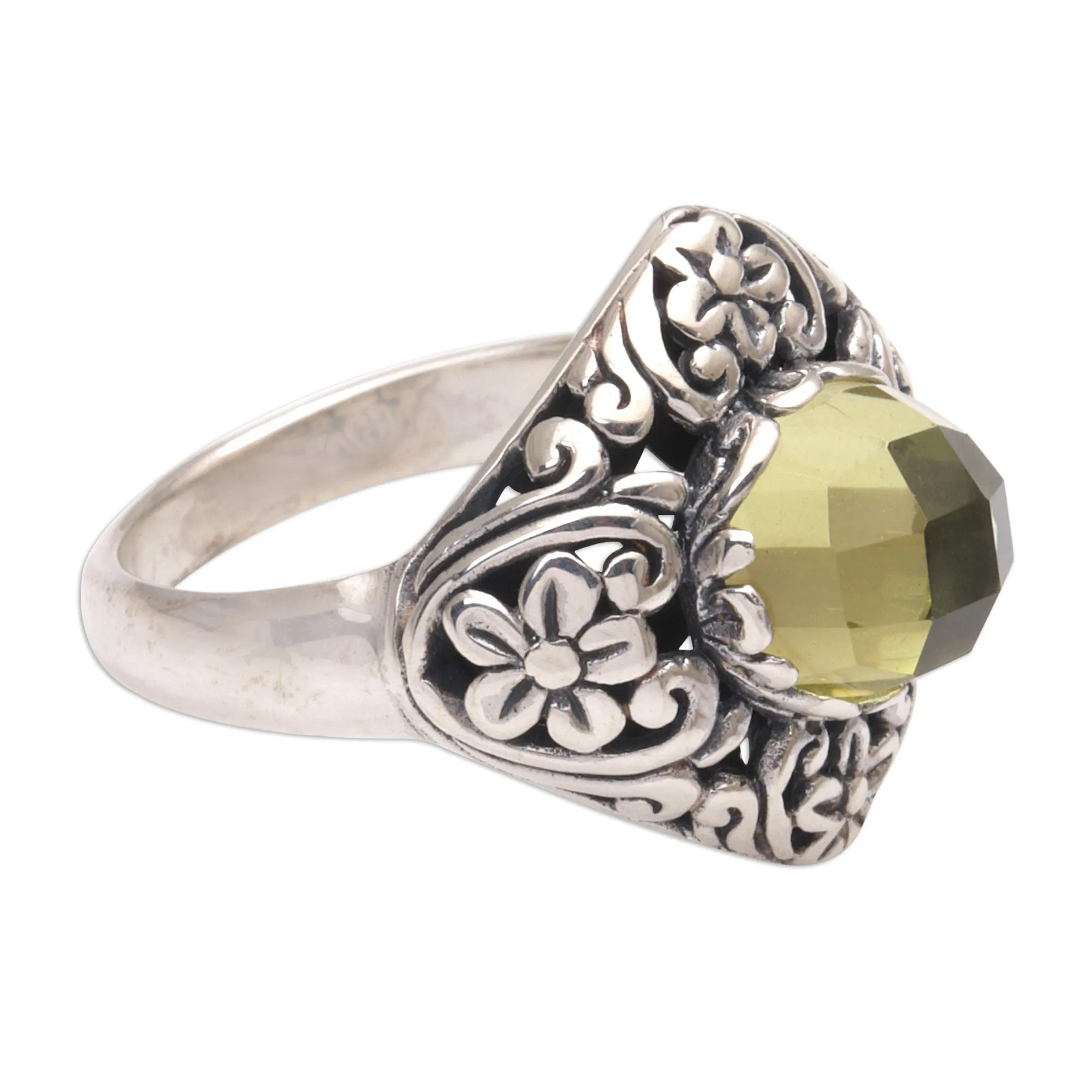 Balinese Prasiolite and Sterling Silver Cocktail Ring - Perennial Glamour | NOVICA