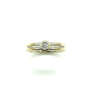 Bezel Set Split Band Diamond Ring