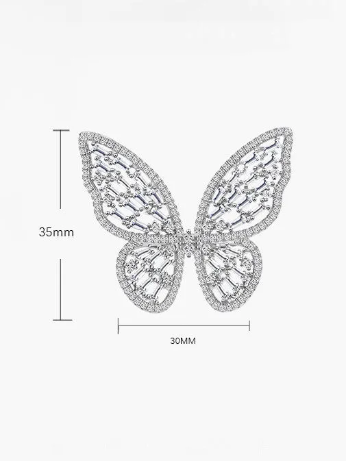 Big Butterfly Ring 925 Sterling Silver Zicon Luxury Tarnish Free Statement Cocktail Rings