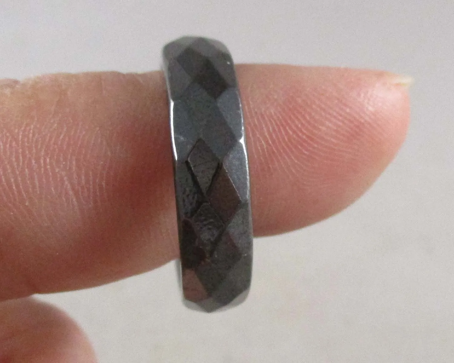 Black Hematite Faceted Ring Various Sizes