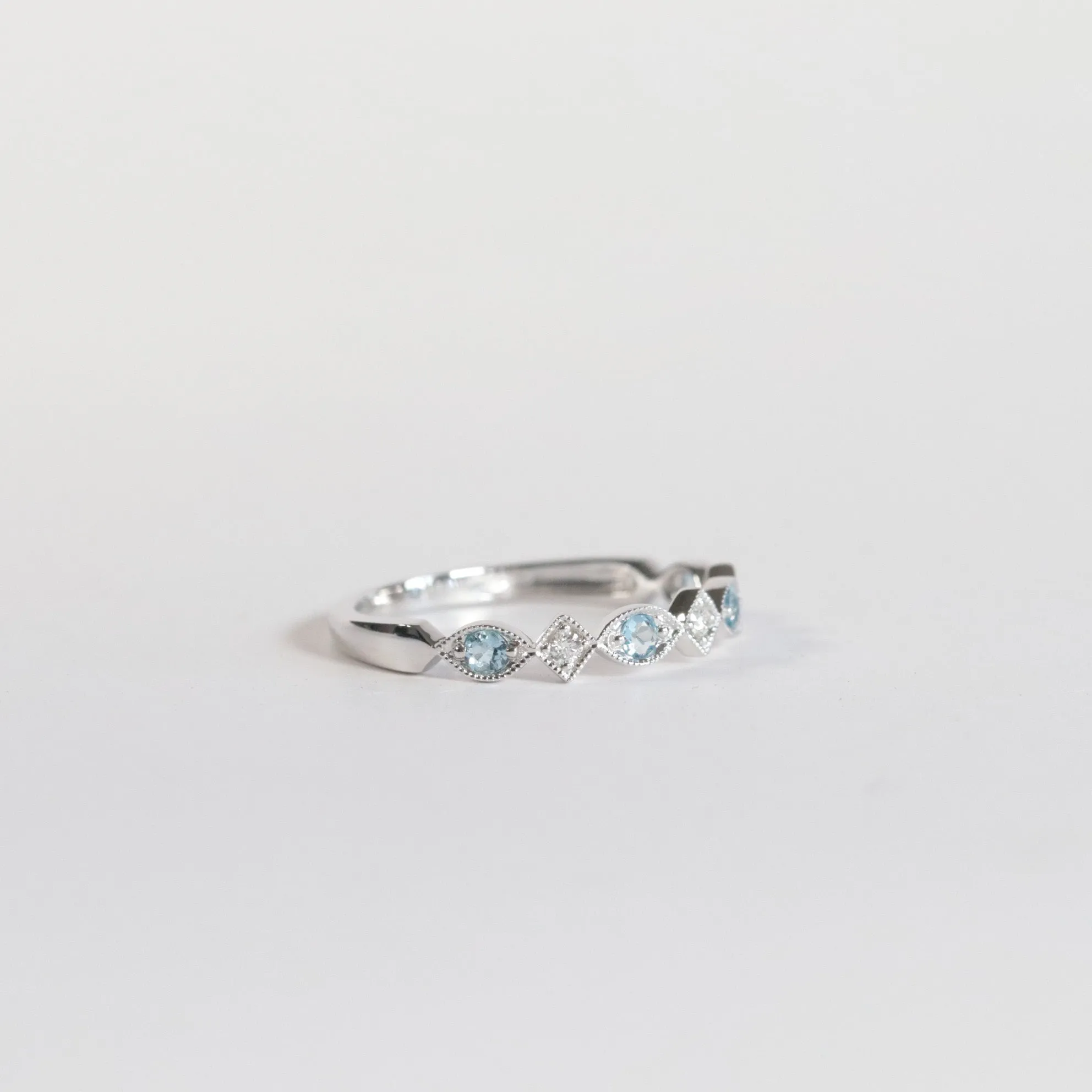 Blue Topaz   Diamond Stackable Band