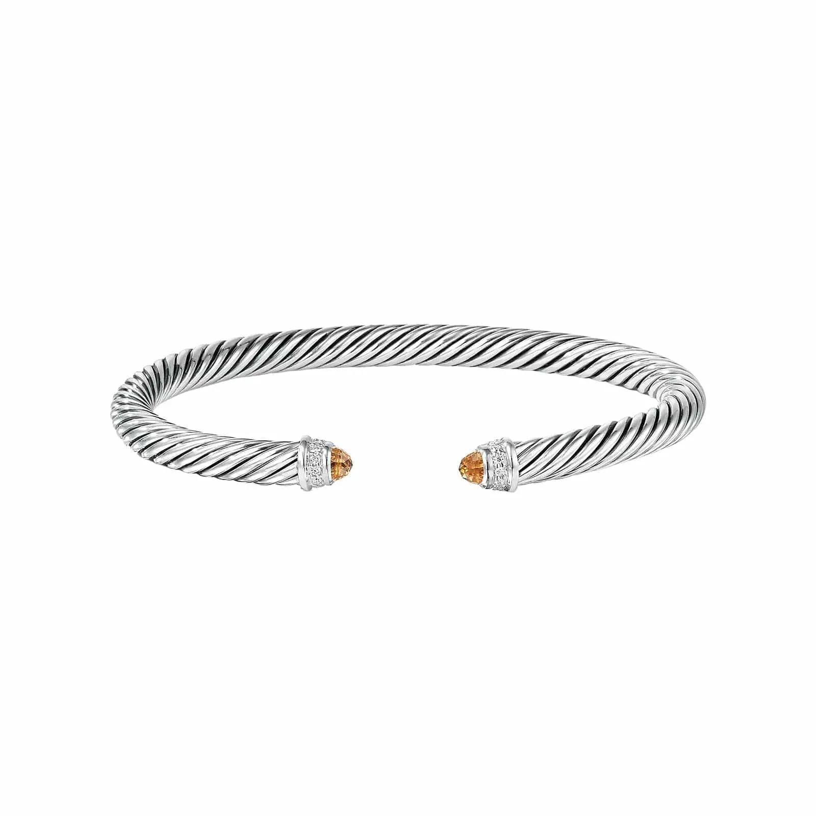 Cable Bracelet in Citrine with Diamonds (5mm)