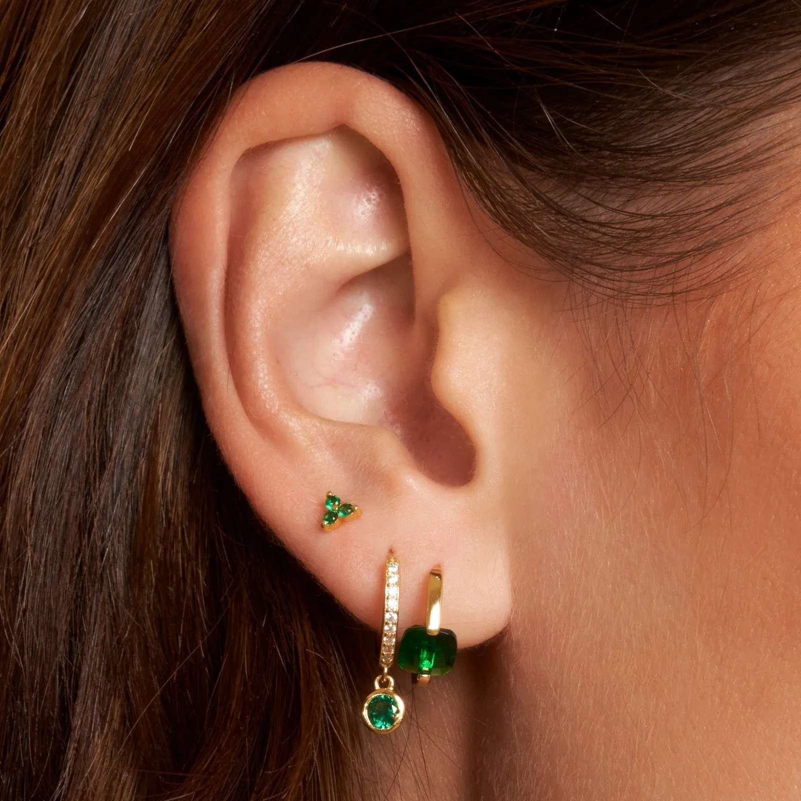 Cassia Stud Earrings - Emerald