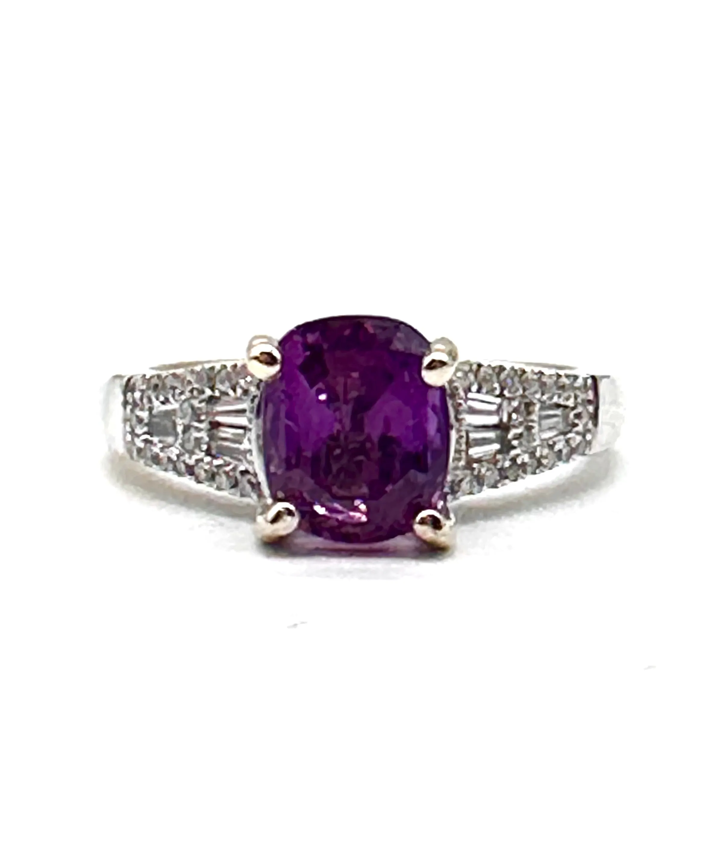 Certified pink sapphire and diamond ring