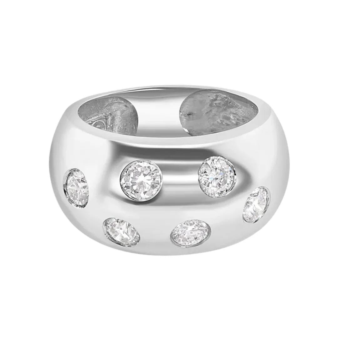 Chubby Scattered Diamond Barrel Ring