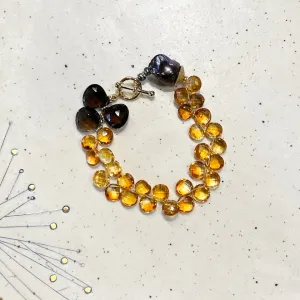 Citrine & Smokey Topaz Bracelet Gold Vermeil Findings