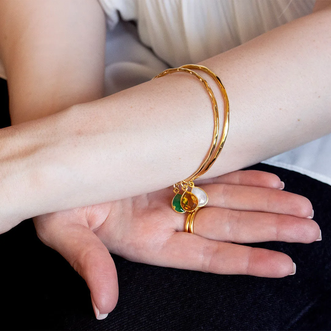 Citrine Charm Bangle | Silver - November