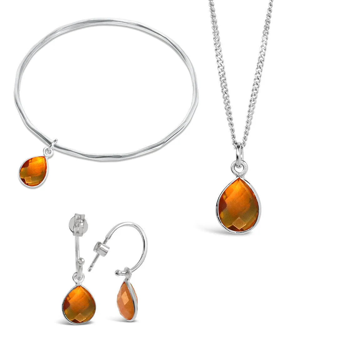 Citrine Charm Bangle | Silver - November