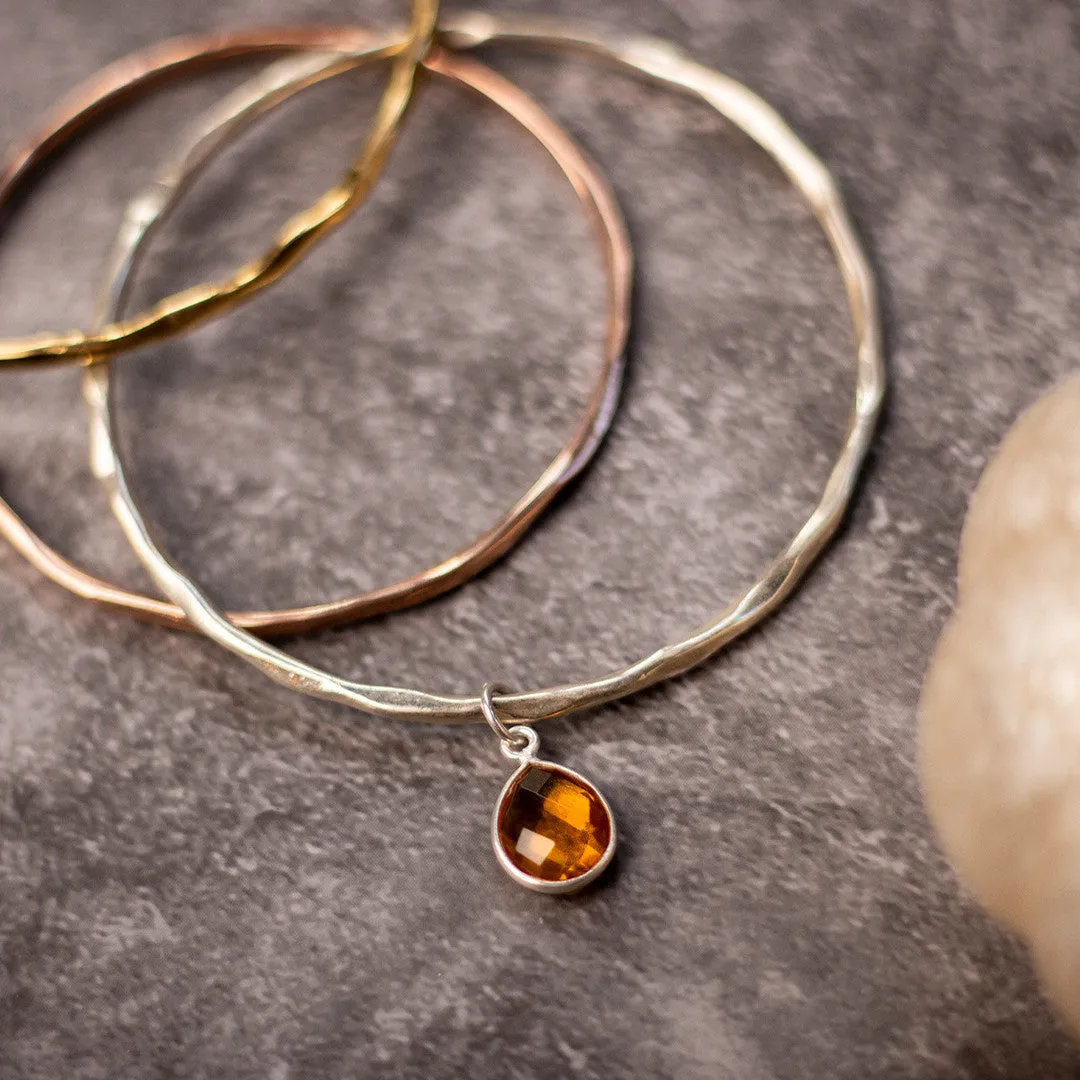 Citrine Charm Bangle | Silver - November