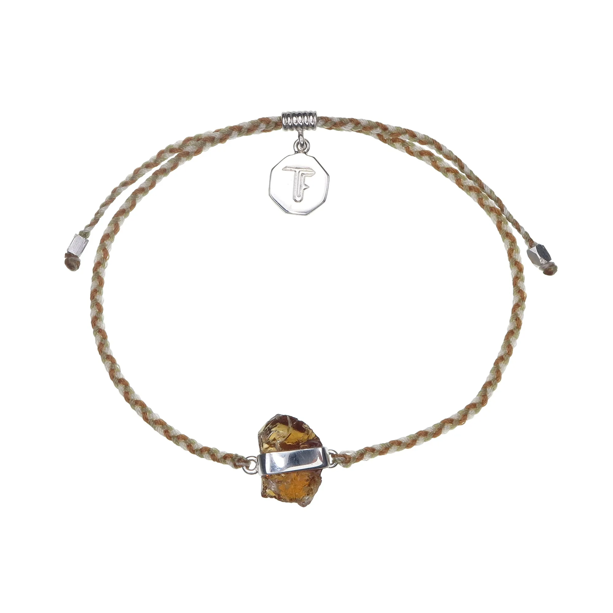 CITRINE CRYSTAL BRACELET - AUTUMNAL COLOURS - SILVER