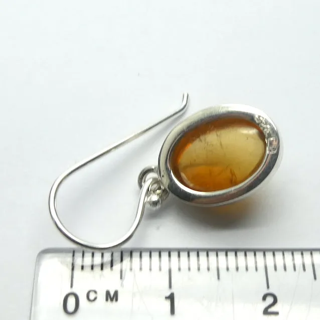 Citrine Earring, Cabochon Oval, 925 Silver pb