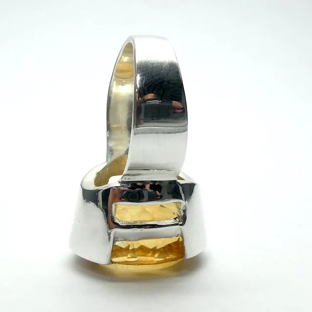 Citrine Ring, Large Faceted Oval, 925 Silver K1