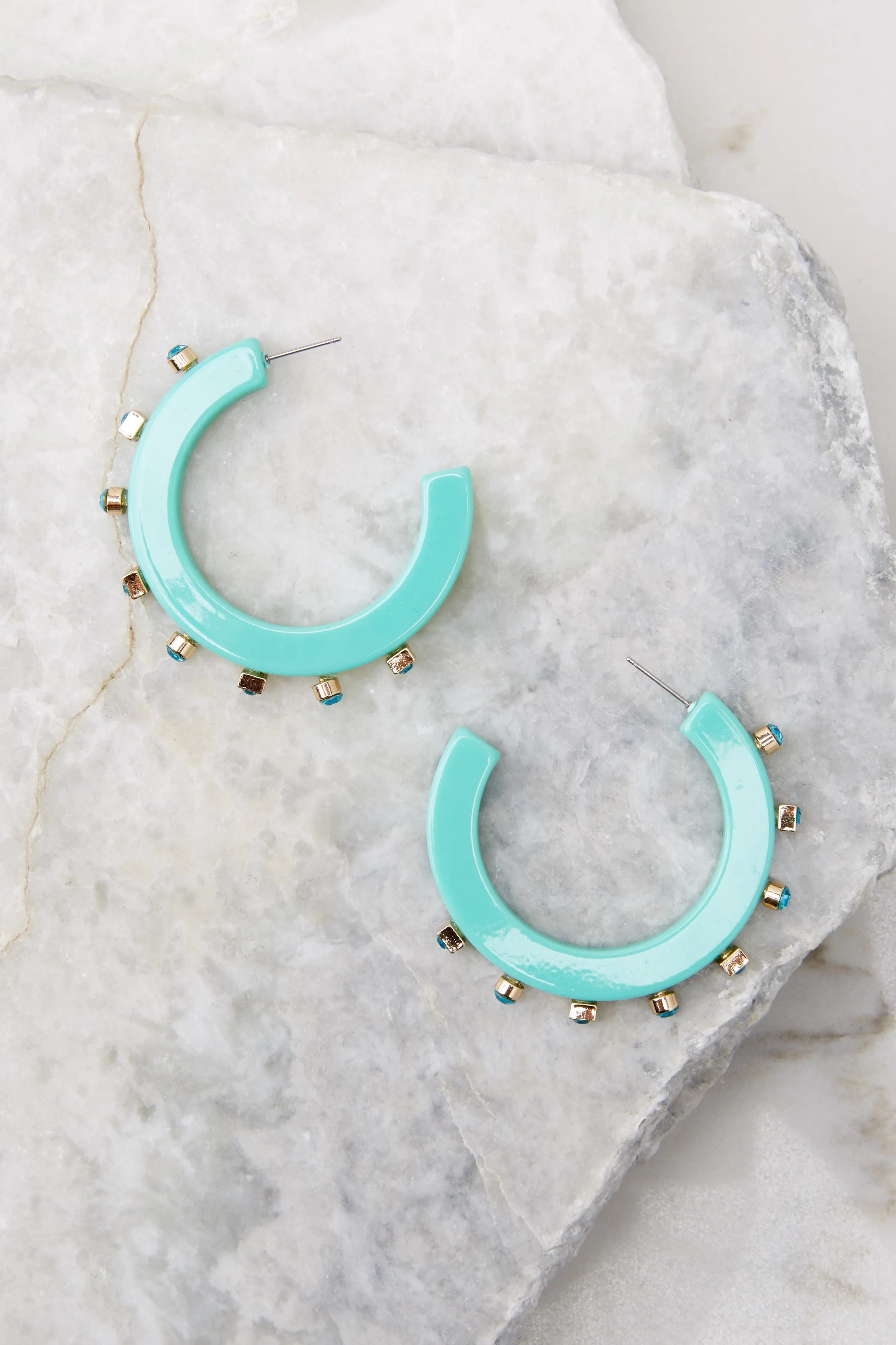 City Girl Turquoise Jewel Hoop Earrings