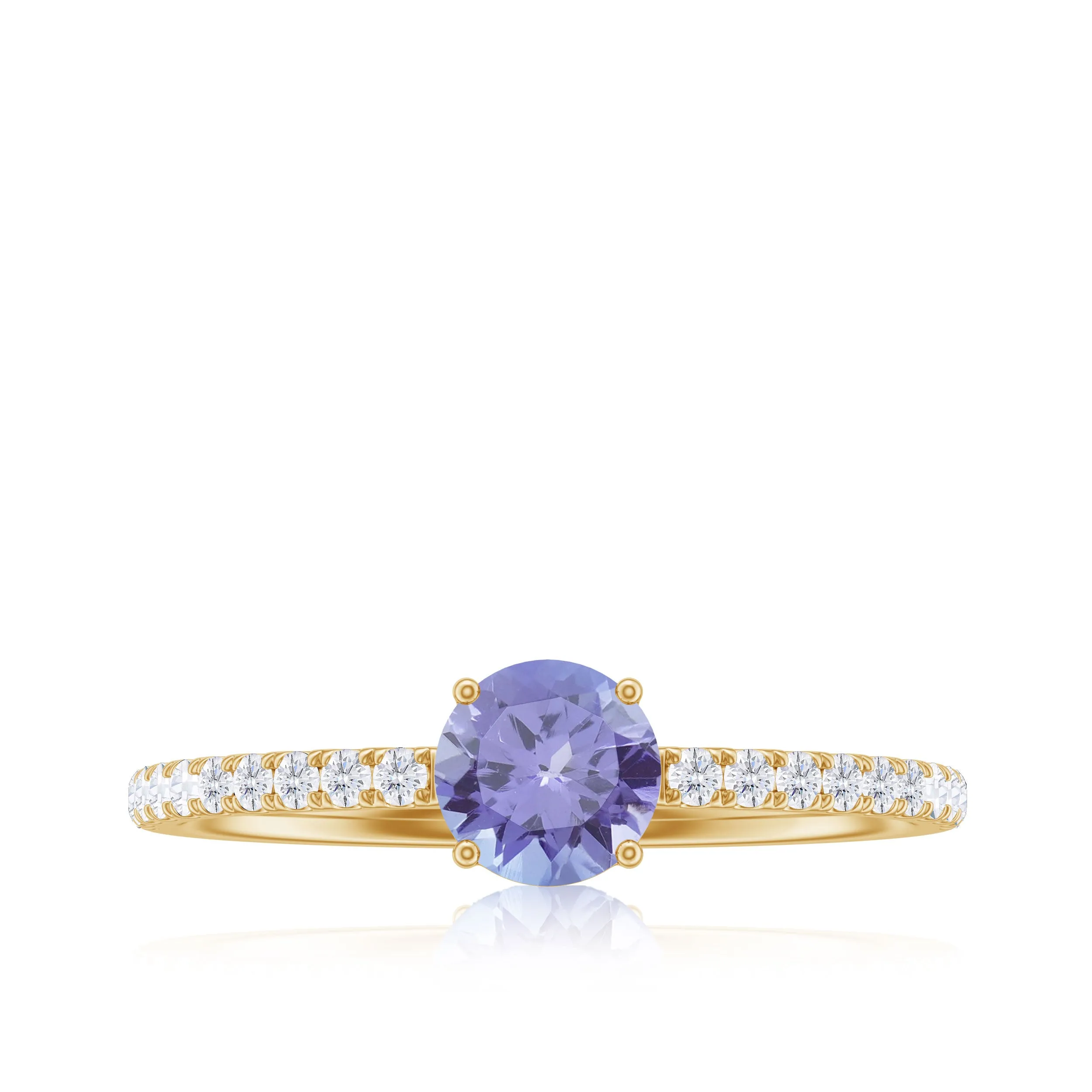 Classic Ring with Tanzanite Solitaire and Diamond Side Stones