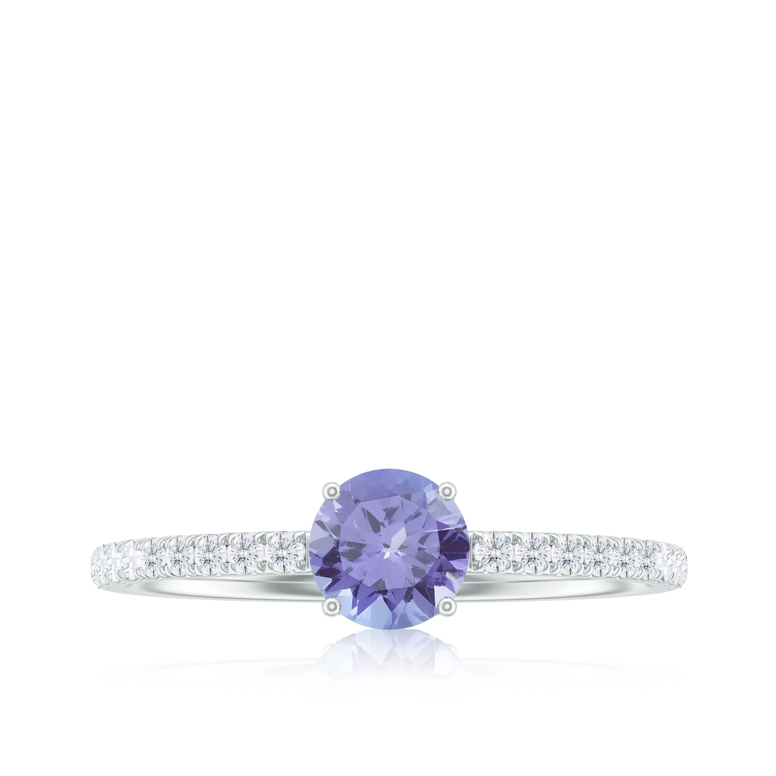 Classic Ring with Tanzanite Solitaire and Diamond Side Stones