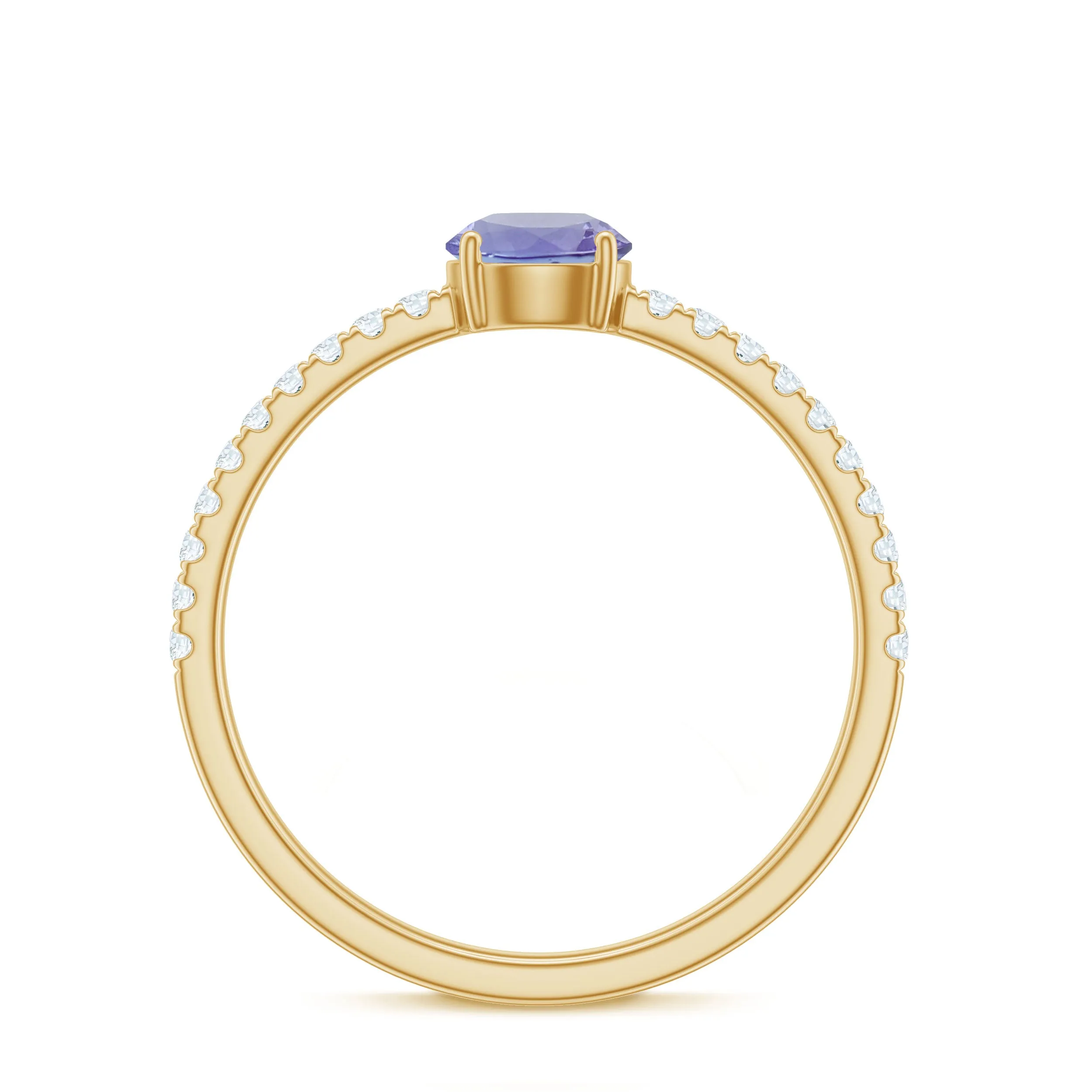 Classic Ring with Tanzanite Solitaire and Diamond Side Stones