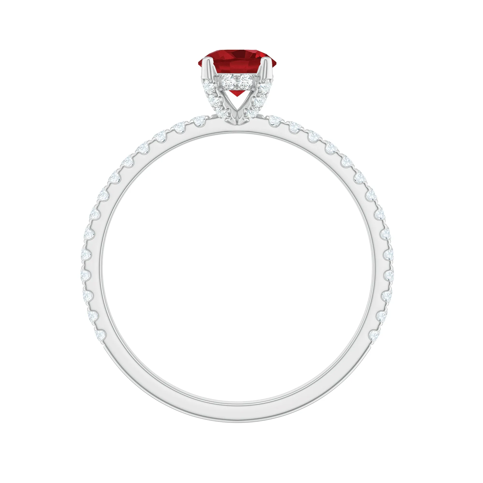 Created Ruby and Diamond Minimal Solitaire Engagement Ring