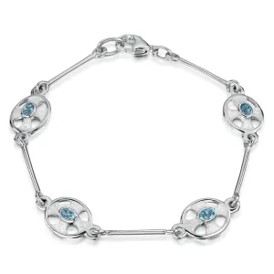 Cross of the Kirk 4-link Blue Topaz Bracelet in Crystal Enamel