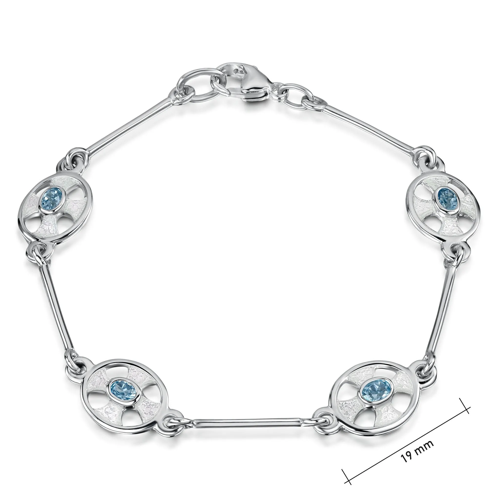 Cross of the Kirk 4-link Blue Topaz Bracelet in Crystal Enamel