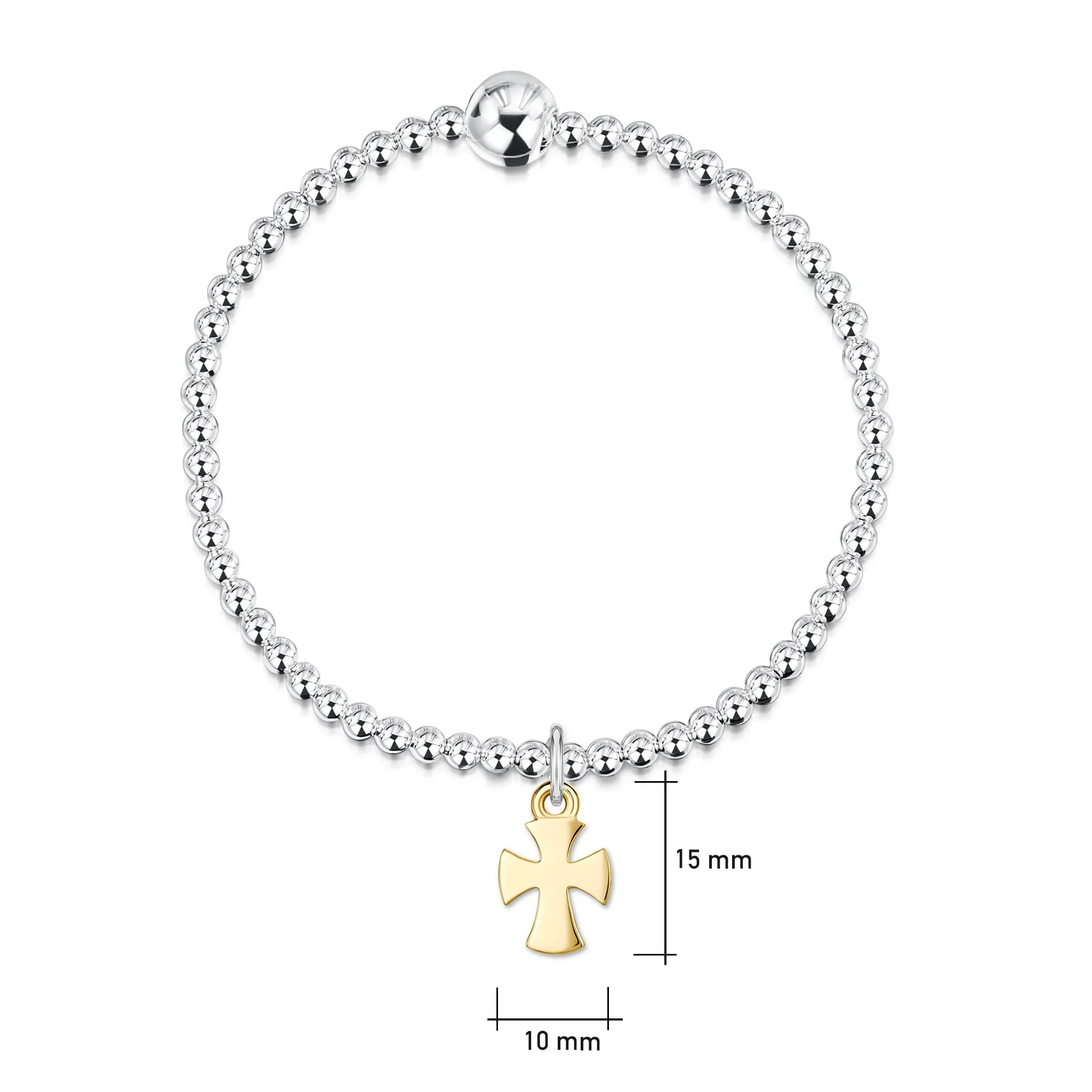 Cross of the Kirk Silver Stretch Bracelet with 9ct Yellow Gold Charm