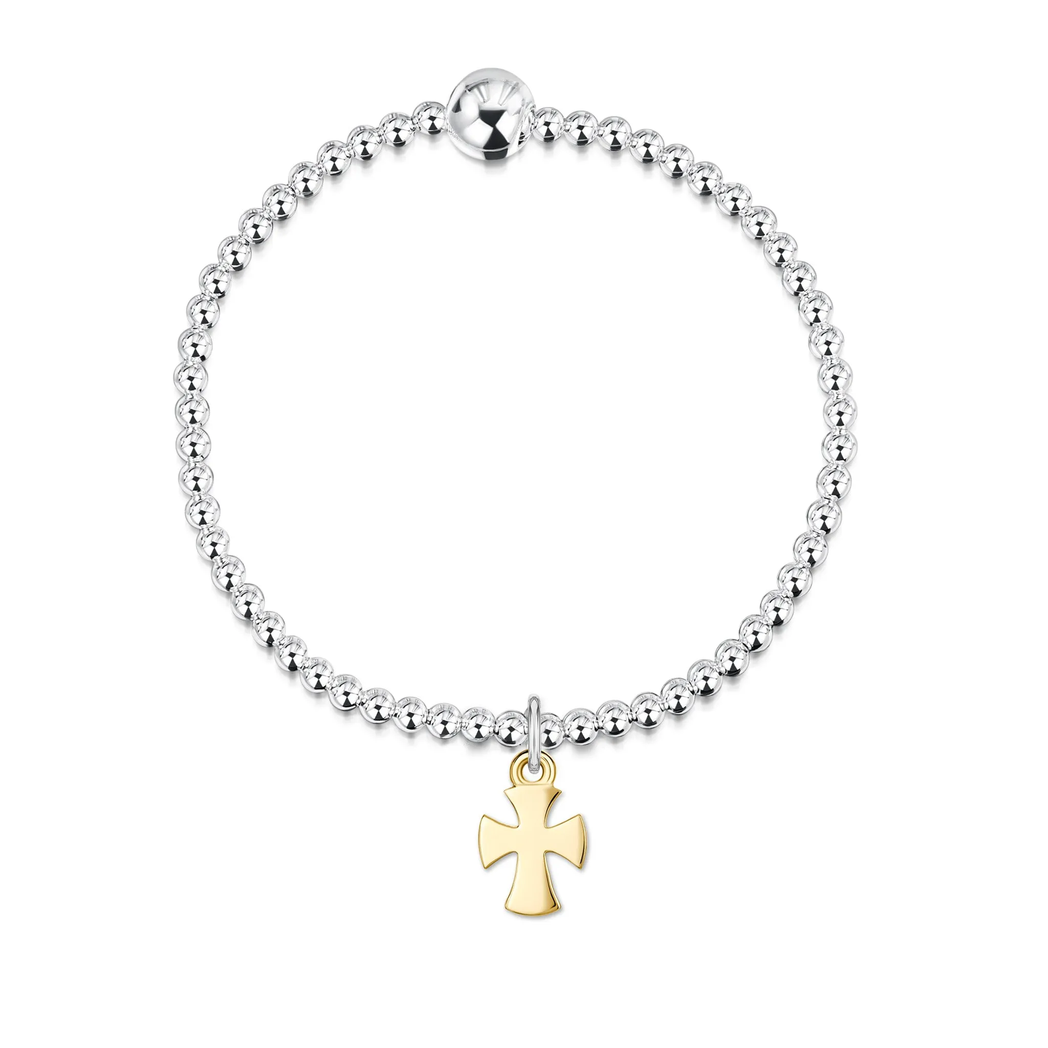 Cross of the Kirk Silver Stretch Bracelet with 9ct Yellow Gold Charm