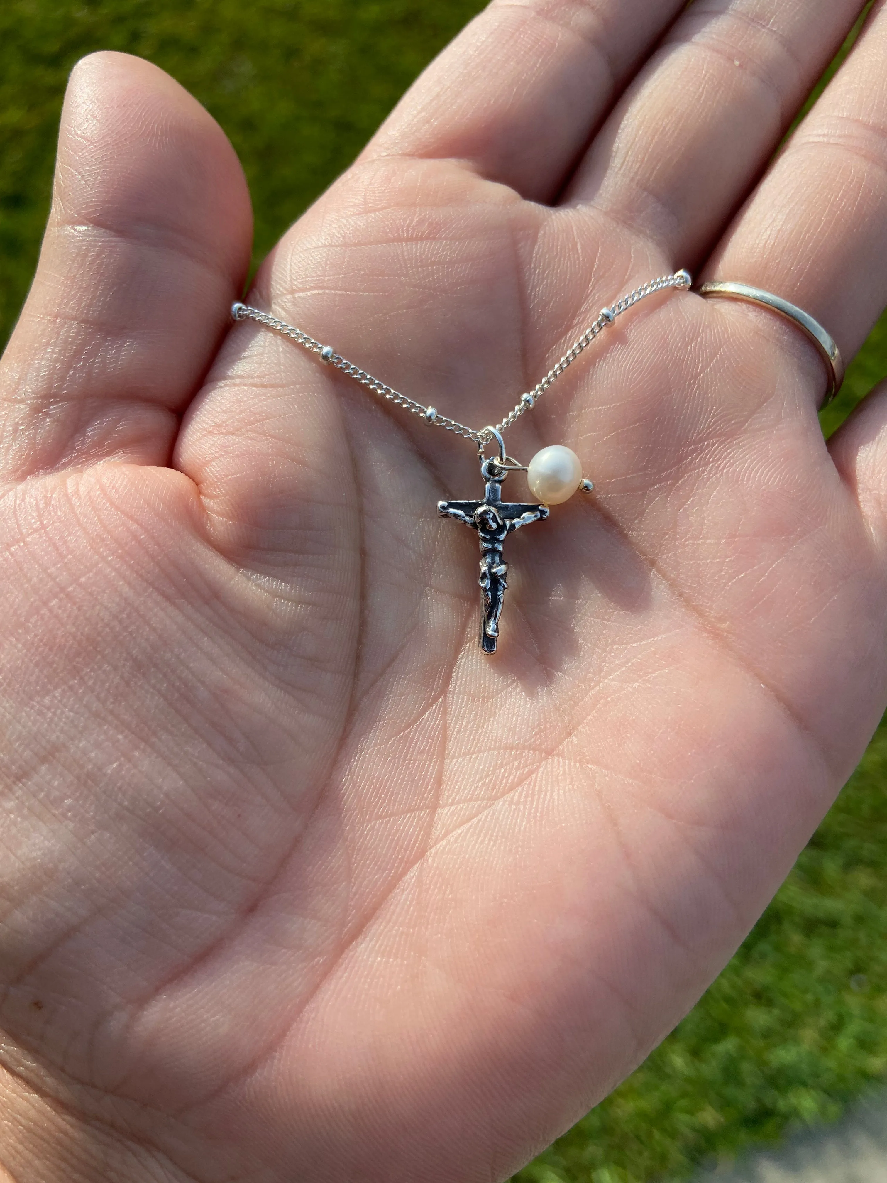 Crucifix & Pearl Necklace