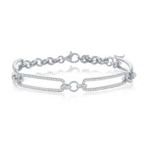 Cubic Zirconia Accented Open Link Bracelet