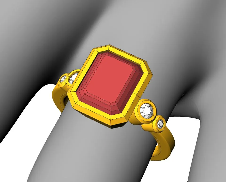 Custom Listing for Scott - 18kt Yellow Gold Rubellite Tourmaline and Diamond Multi Bezel Ring