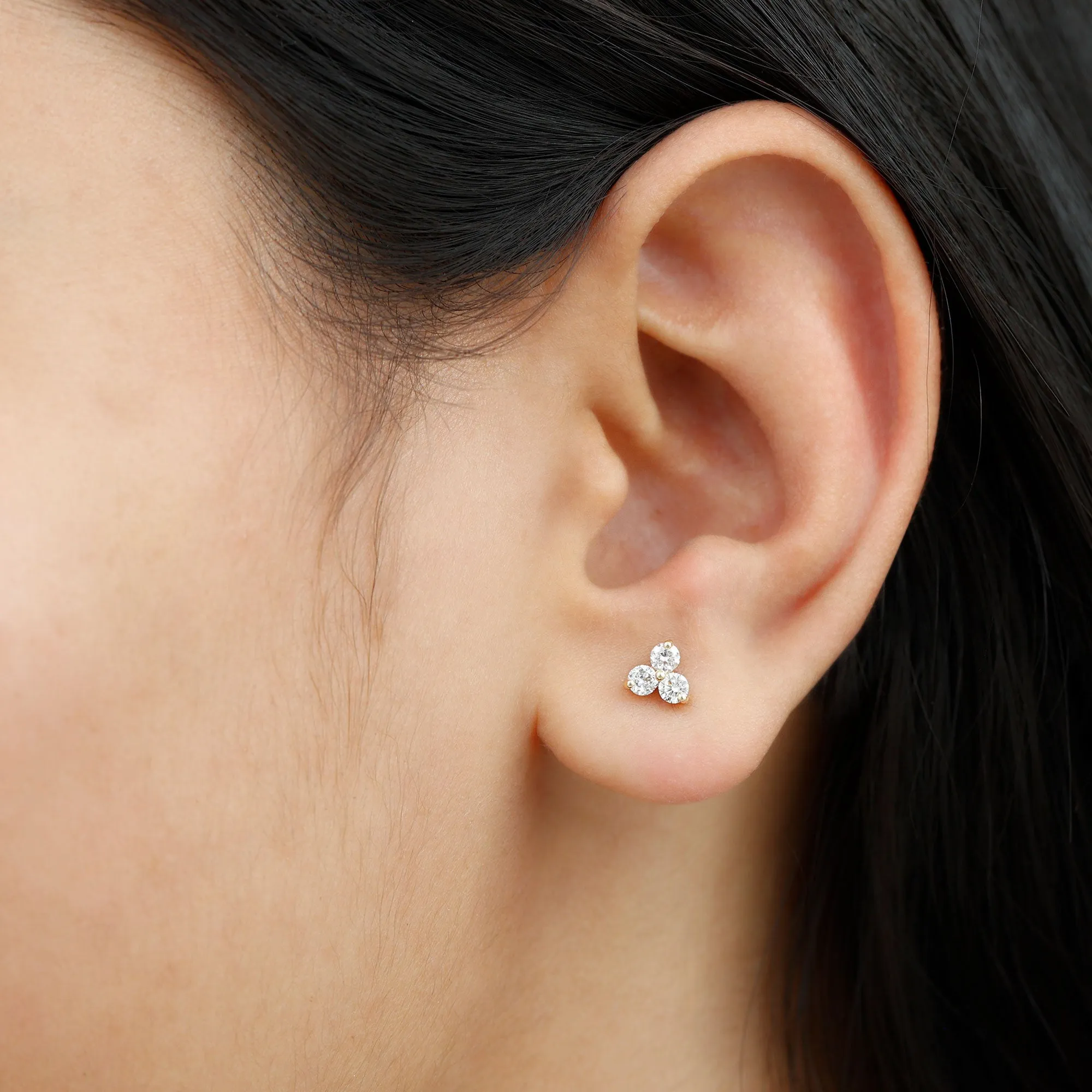 Dainty Diamond Trio Earring for Helix Piercing