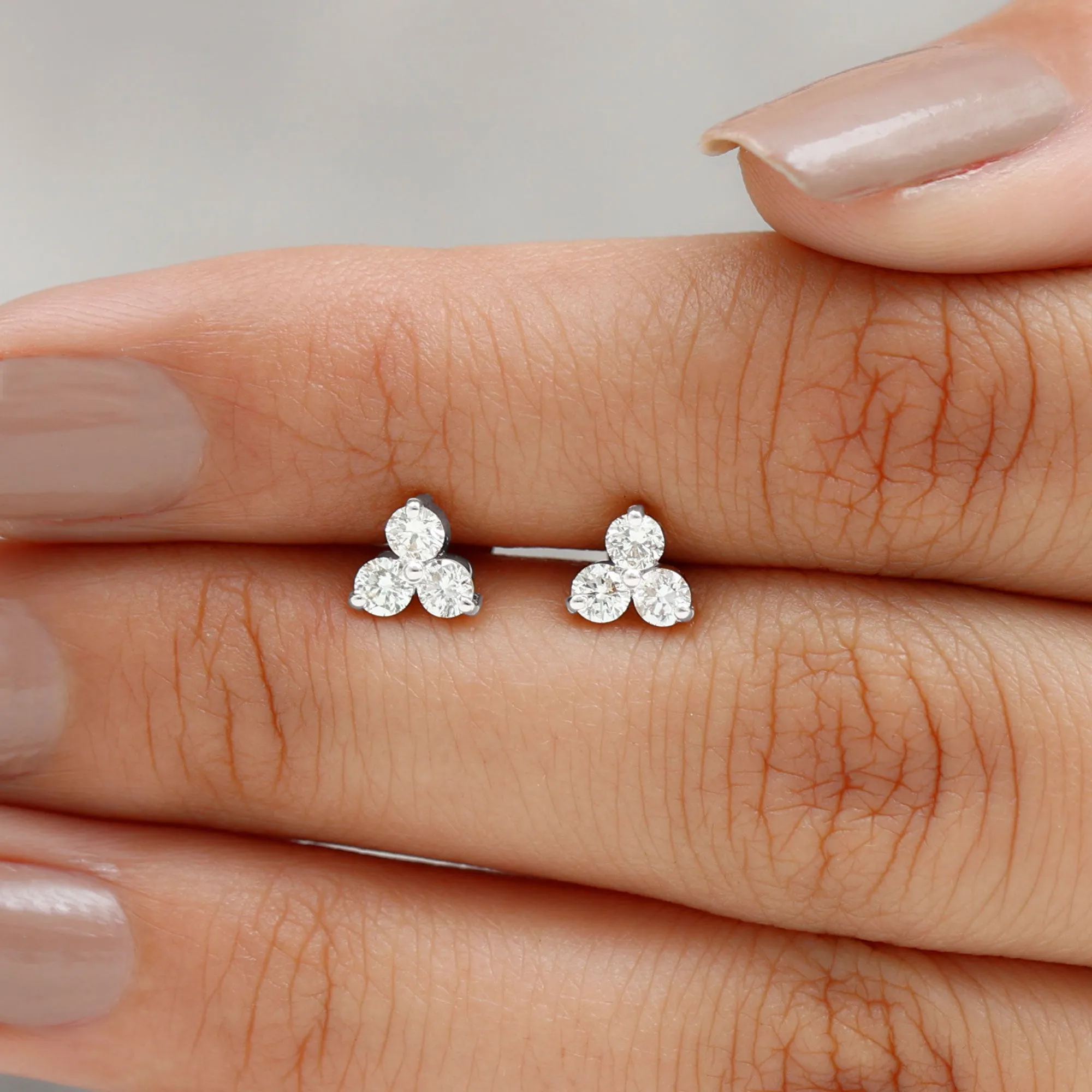 Dainty Diamond Trio Earring for Helix Piercing