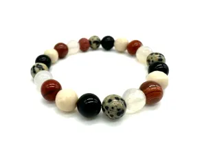 Dalmatian Jasper and Petrified Wood Crystal Bracelet