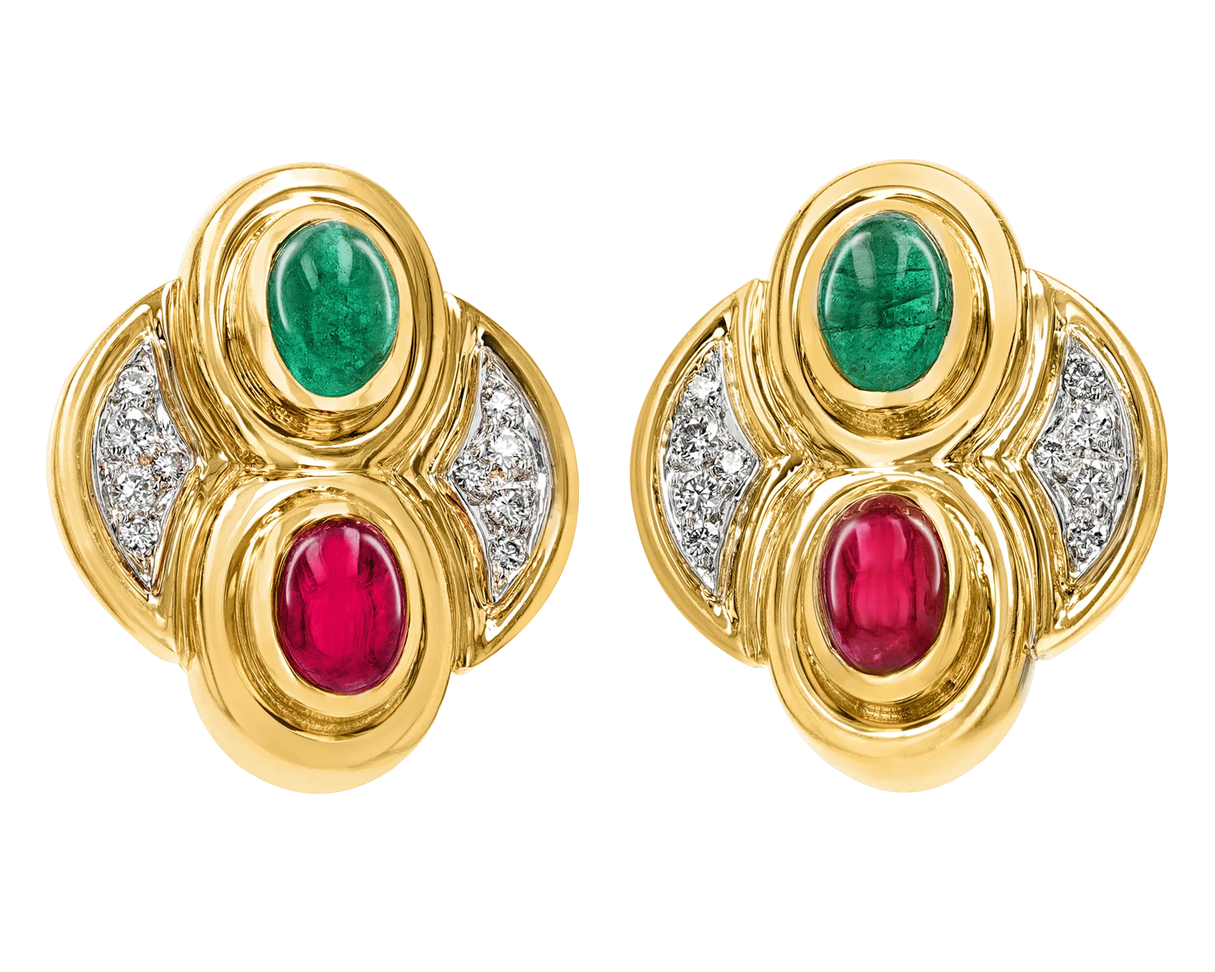 David Webb Ruby, Emerald and Diamond Earrings