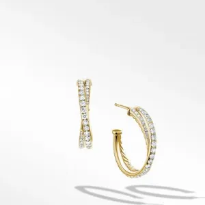 David Yurman Crossover Diamond Hoop Earrings