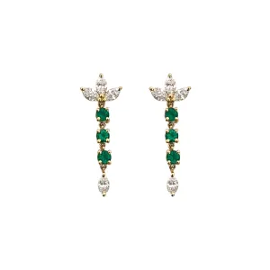 Diamond Marquise Trio with Emerald Dangle Earrings