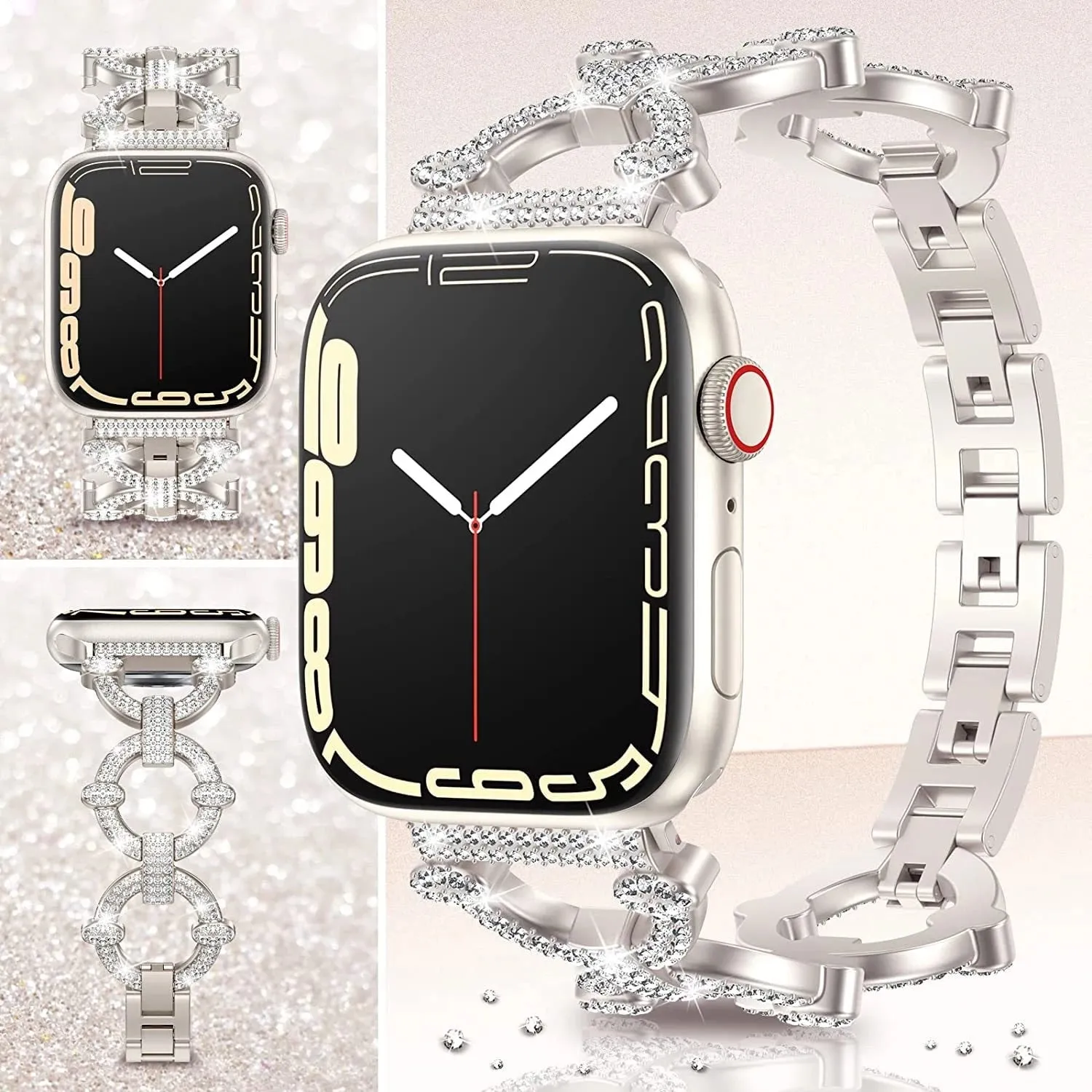 Diamond Metal Strap for Apple Watch Band Series 8 7  Butterfly Bracelet