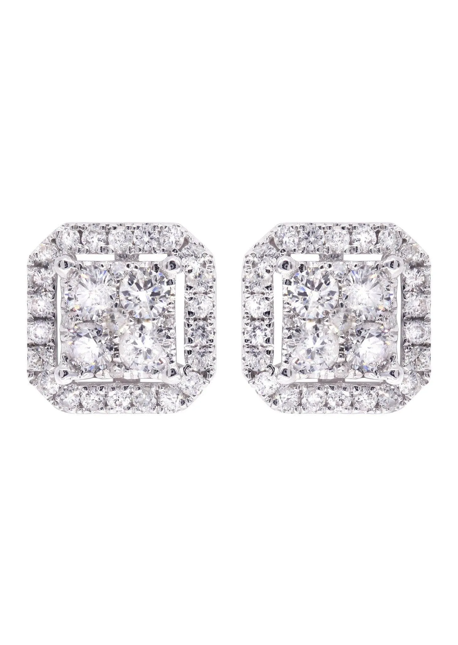 Diamond Stud Earrings For Men | 14K White Gold | 0.86 Carats