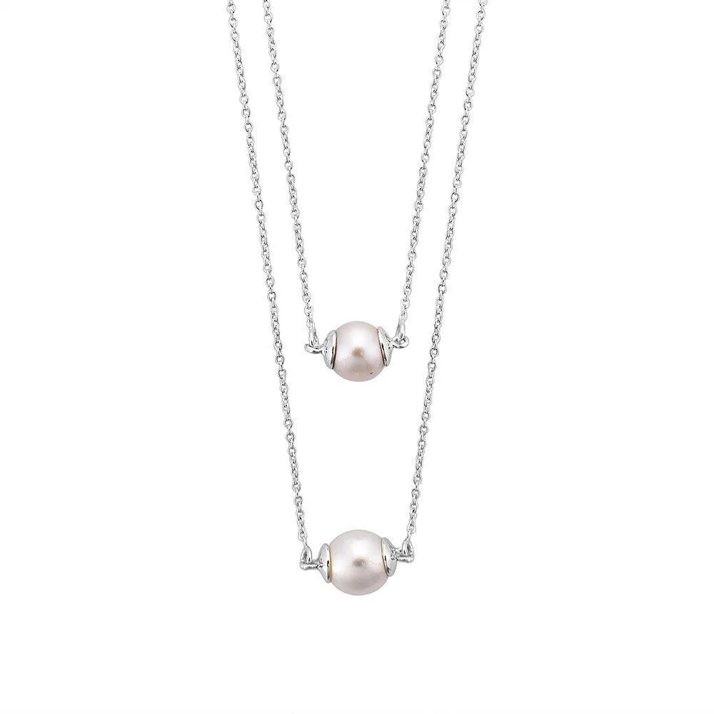 Double Pearl Pendant Necklace