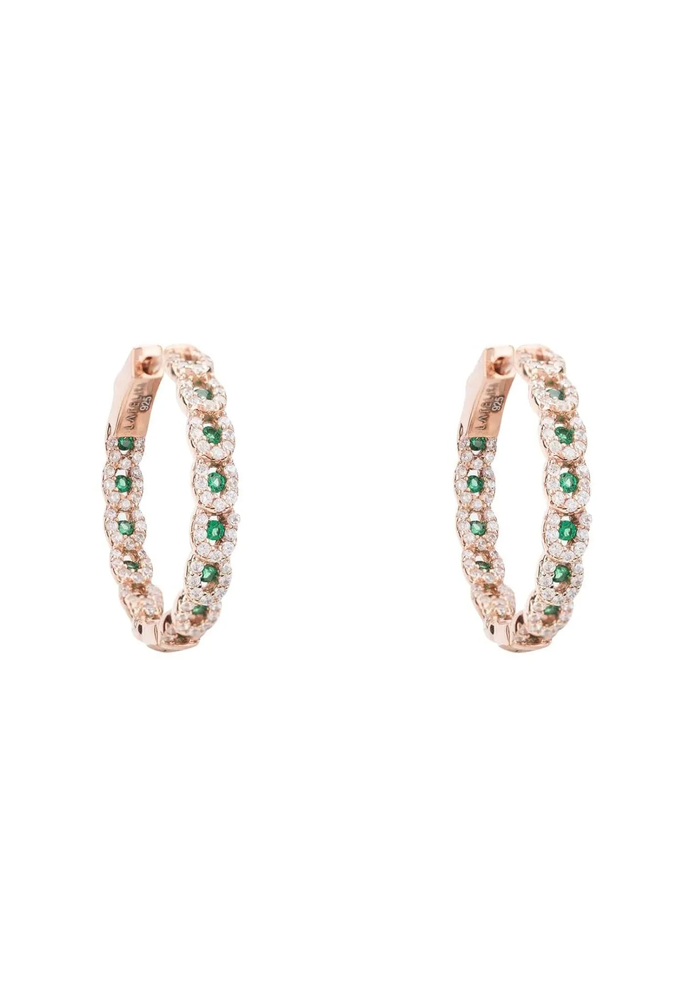 Duchess Hoop Earrings Rosegold Emerald Green