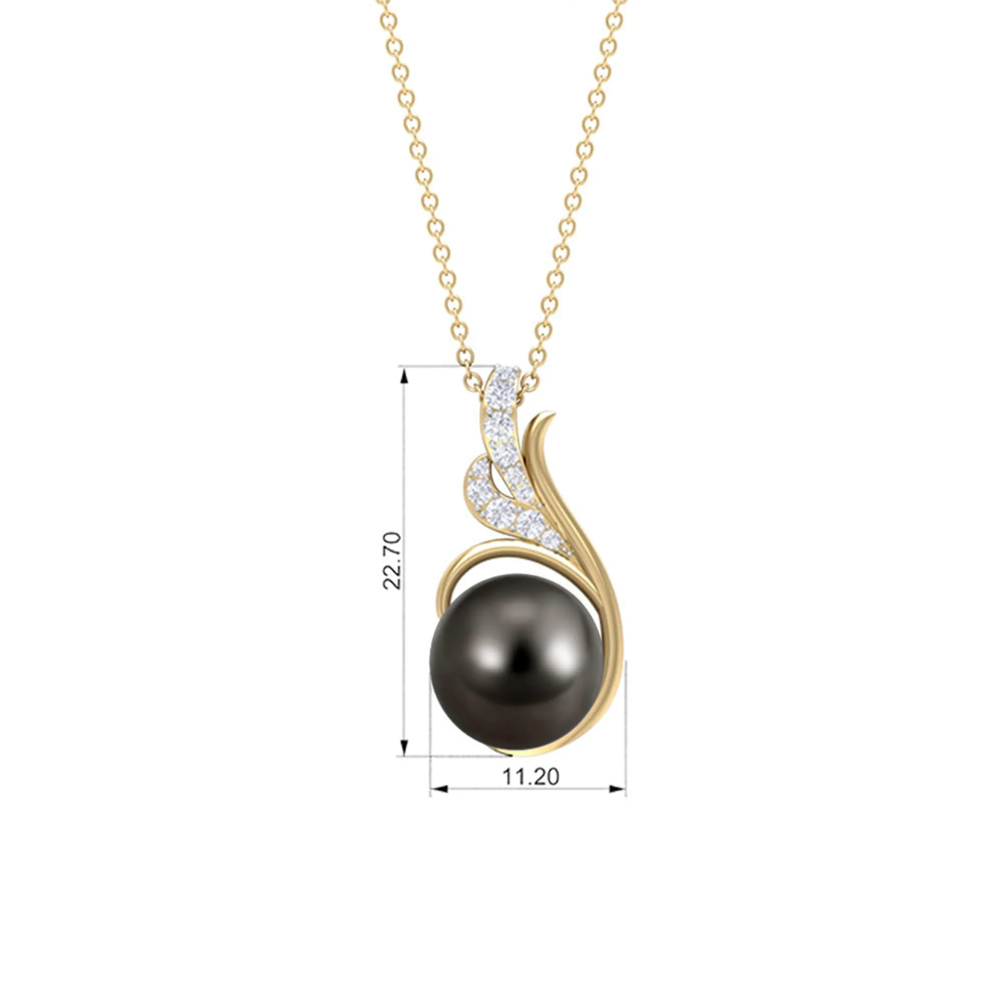 Elegant Black Tahitian Pearl Designer Pendant with Diamond