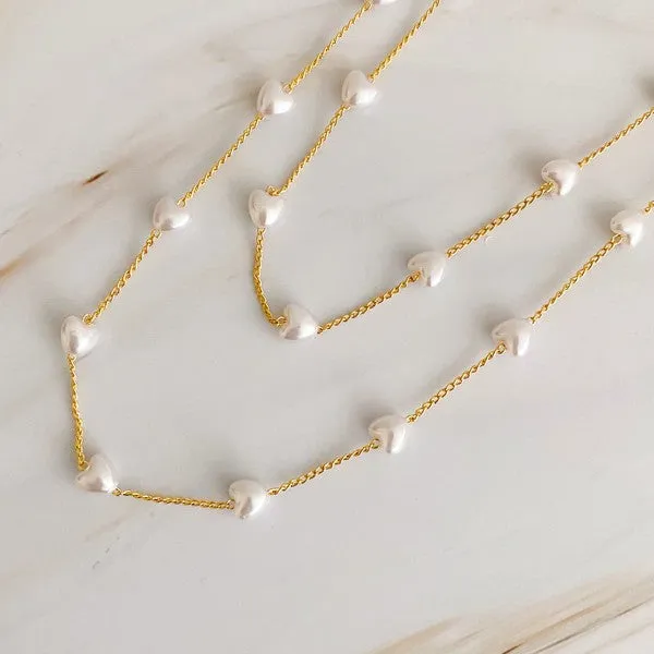 Ellison and Young Pearl Heart Long Chain Necklace