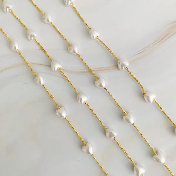 Ellison and Young Pearl Heart Long Chain Necklace