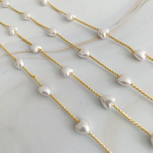 Ellison and Young Pearl Heart Long Chain Necklace