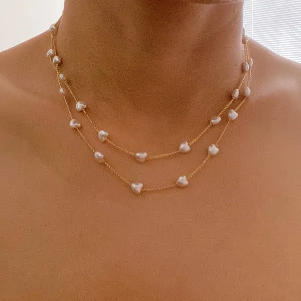 Ellison and Young Pearl Heart Long Chain Necklace