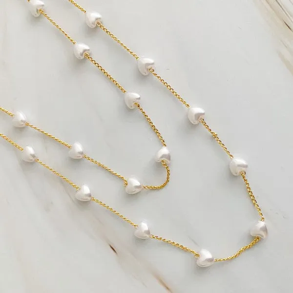 Ellison and Young Pearl Heart Long Chain Necklace