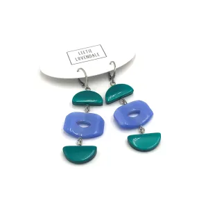 Emerald & Periwinkle Glow Statement Drop Earrings