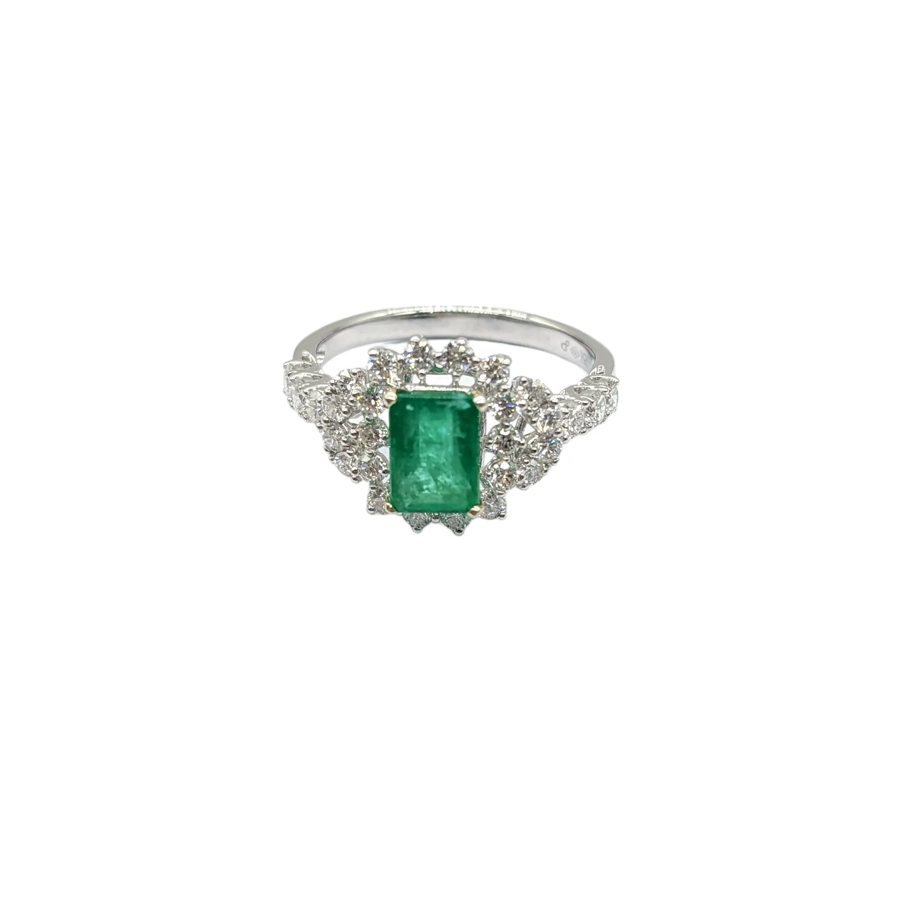 Emerald and Diamond Ladies Fashion Ring