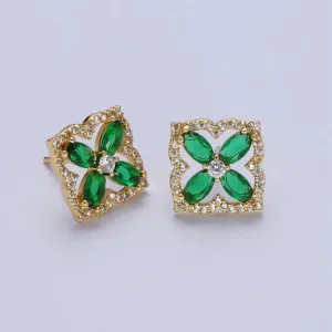 Emerald Clover Studs